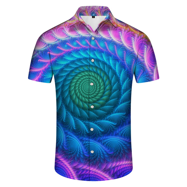 
Fantasy color snail shell geometric abstract casual men's print pattern shirt short sleeve beachwear lapel Hawaiian button
                