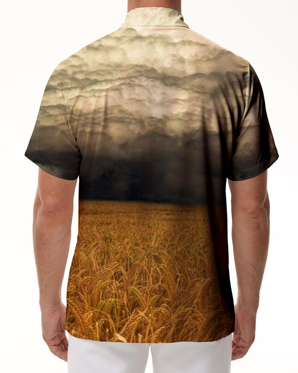 
Wheat field 3d print pattern Hawaiian fashion trend short sleeve shirt men's casual short sleeve shirt natural environment
                