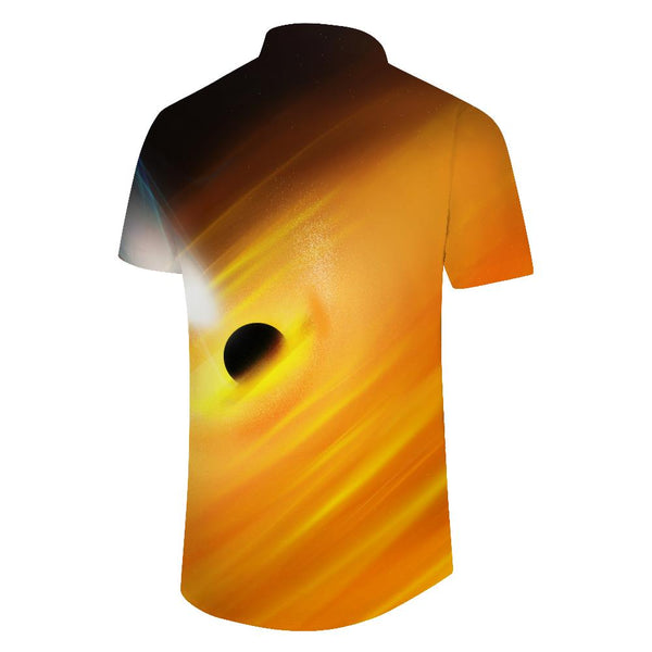 
New casual loose street abstract men's short-sleeved shirt fashion lapel top future technology printed casual shirt top
                