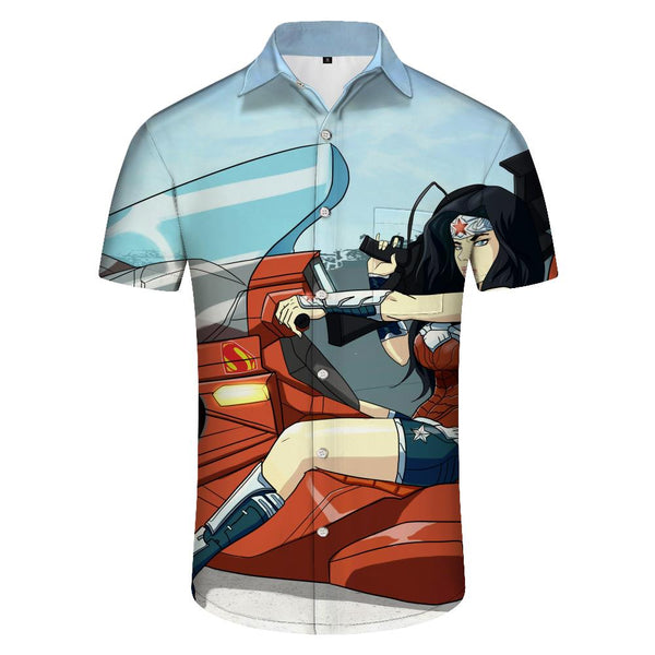 
Crocodile Purple Motorcycle Personalized Men's Casual Short Sleeve Shirt Music Sound Wave Printed Collar Short Sleeve Shirt Perfect Beach and Casual Wear for
                