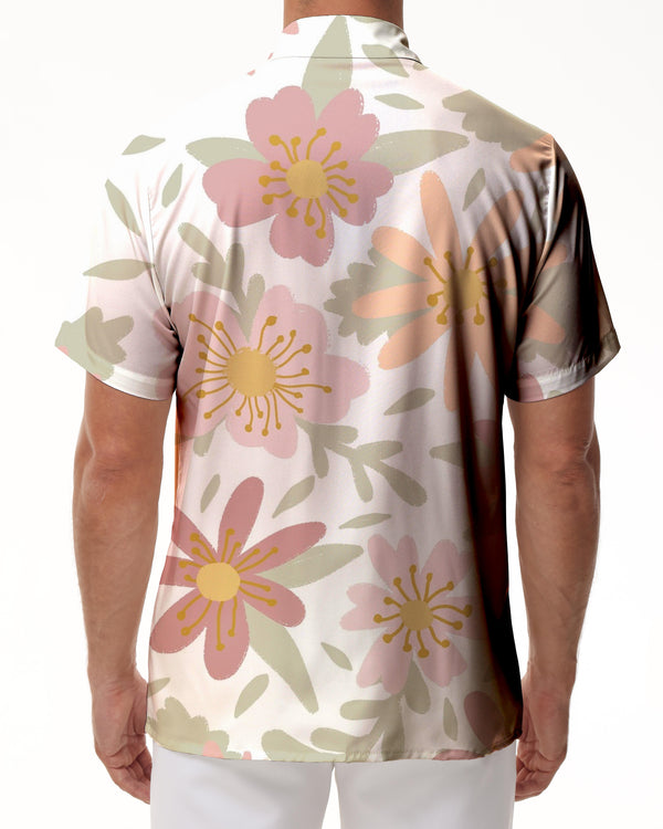 
Flower Print Tropical Beach Hawaiian Shirt Men's Casual Loose Short Sleeve Shirt Fashion Button Tie
                