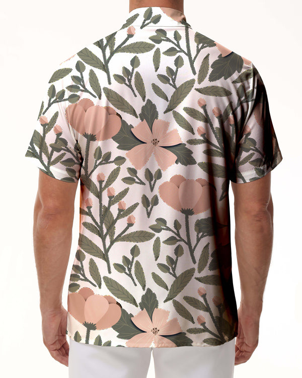 
Simple daily casual vacation beach button men's loose button lapel Hawaiian shirt short sleeve
                