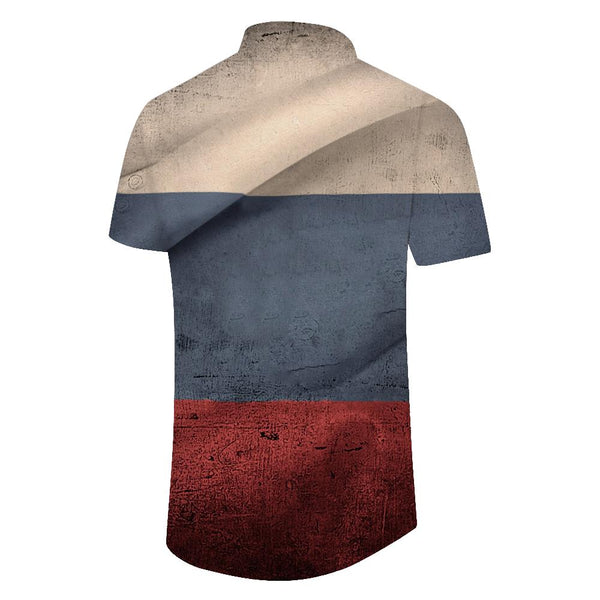 
Texas Retro Flag Men's Summer Casual Fashion Short Sleeve Button-Down Shirt with Single Pocket
                