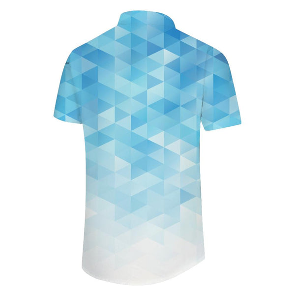 
Blue geometric men's casual loose tropical Hawaii four seasons fashion fun vacation beach seaside tops
                