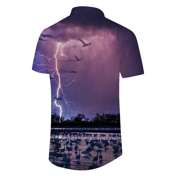 
Lightning Thunder Summer Casual Printed Button Short Sleeve Beach Shirt Men's Shirts Fun
                