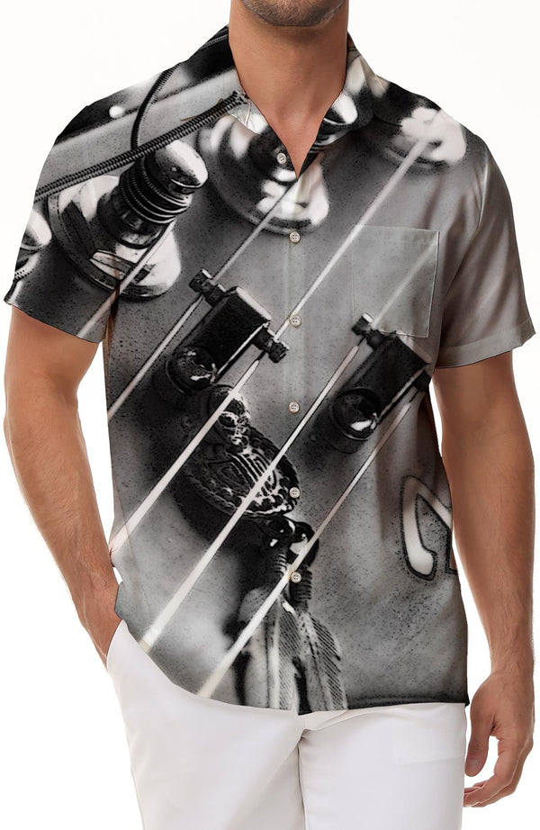 Music Base Ji Mens Hawaiian Shirt Short Sleeve Button Shirt He Pattern Casual Beach Shirt Tops