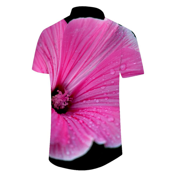 
Morning Glory Pink Pattern Print Men's Formal Shirt Casual Button Short Sleeve Summer Beach Shirt Beach Seaside Vacation
                