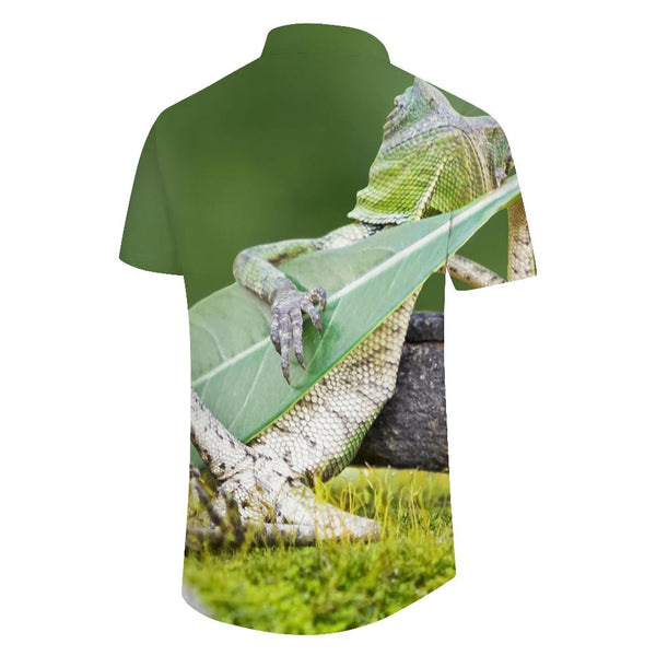 
Forest Fun Lizard Men's Casual Regular Style 3D Printed Pattern Four Seasons Hawaiian Shirt Short Sleeve Shirt Chameleon Lizard Pattern
                