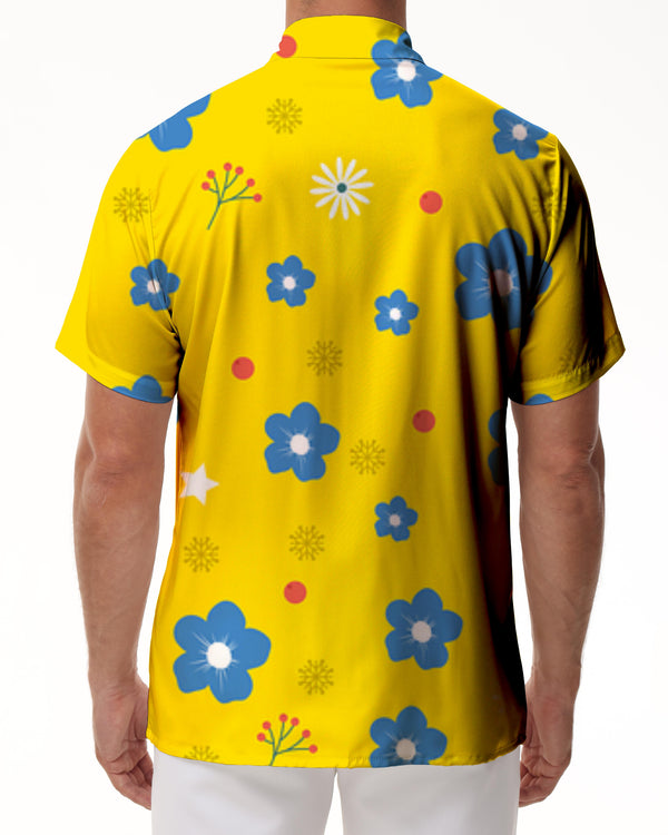 
Simple casual loose tropical Hawaiian beach style men's fashion button lapel short sleeve shirt regular style
                