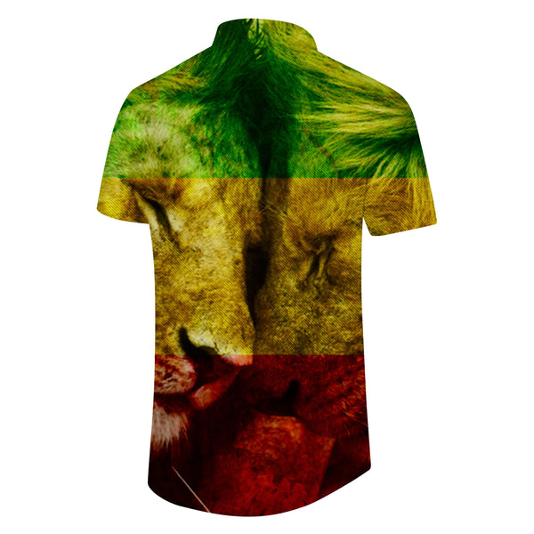 
Men's Red Yellow Green Rasta Flag Warm Animal Print Shirt Hawaiian Casual Short Sleeve Shirt Button Pocket Shirt
                