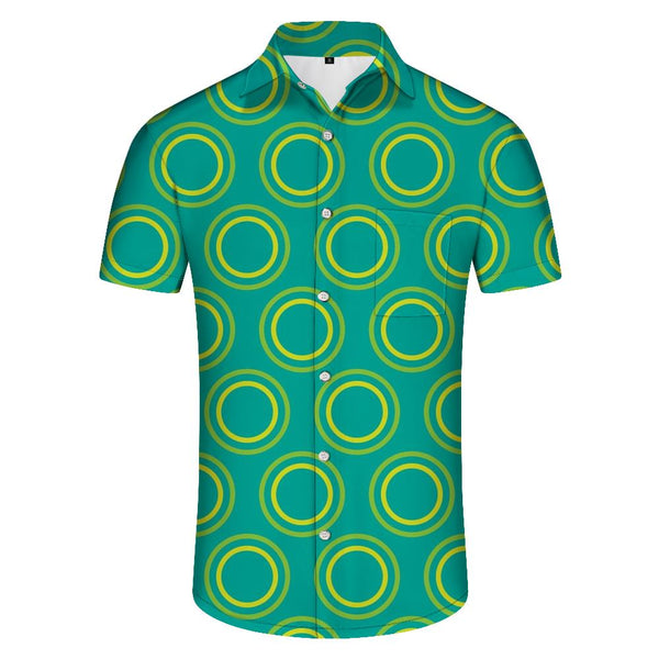 
Fun tropical style men's green ring print shirt 3d digital print shirt
                