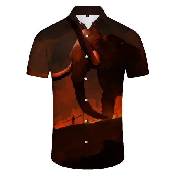 
Elephant Sunset Printed Breathable Beach Shirt and Fashion Casual Shirt Men's Casual Short Sleeve Shirt Summer Clothing
                