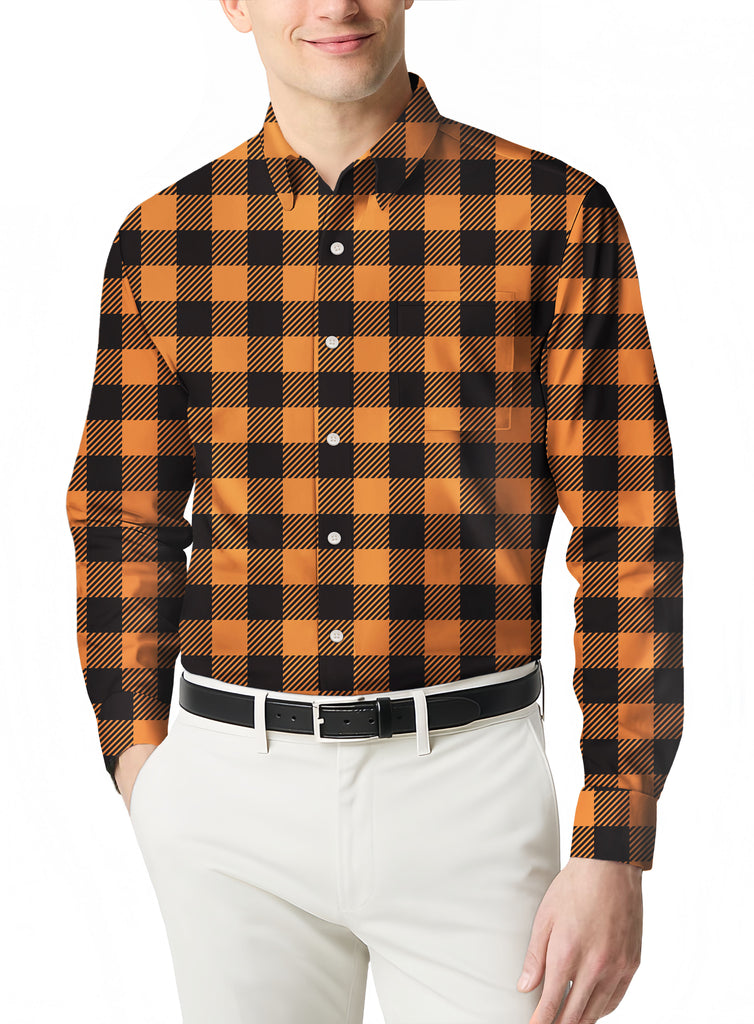 Casual Long Sleeve Men's Plaid Flannel Shirt