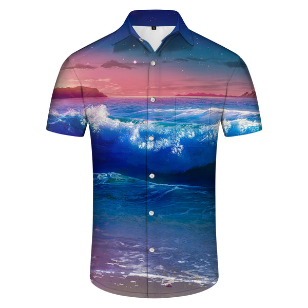 
Sunset Summer Ocean Men's Short Sleeve Casual Shirt Print Hawaiian Lapel Button Clothing
                