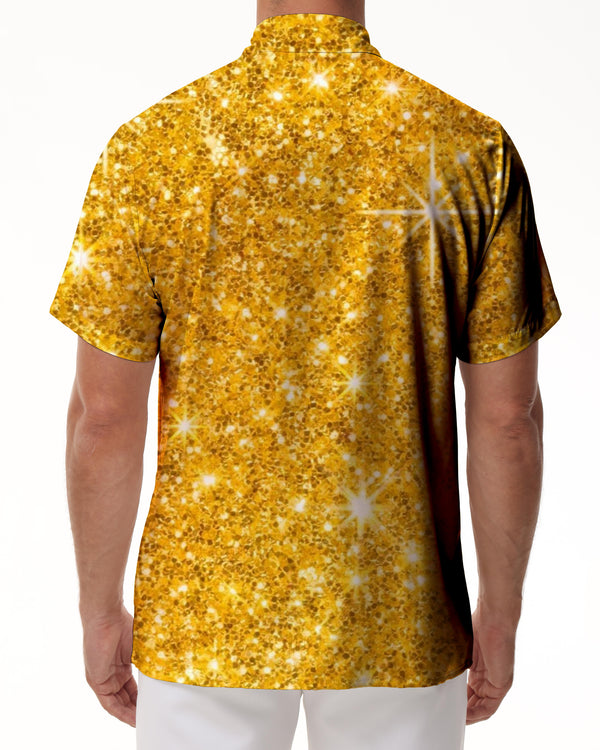 
Men's Gold 3D Printed Short Sleeves Digital Printing Casual Lapel Hip Hop Street Fashion Short Sleeves
                