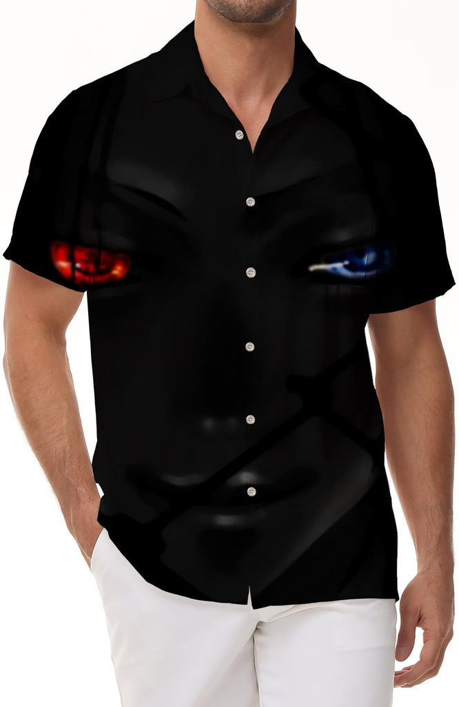 Japanese Anime 3D Printed Hawaiian Shirt Men's Lapel Button Short Sleeve Casual Shirt Clothing Black