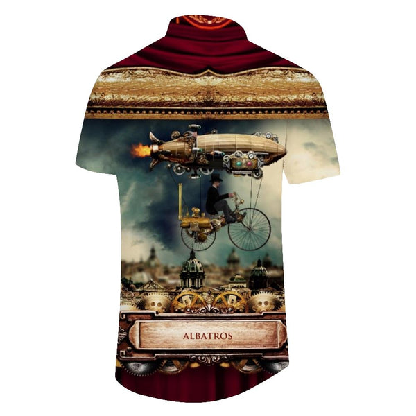 
Fun Tropical Rainforest Hawaiian Button Lapel Men's Daily Street 3D Printed Short Sleeve Top
                