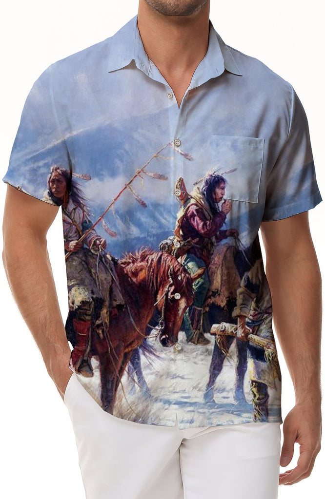 Tibet Tibetan Art Painting Men's Shirt Fashion Summer Short Sleeve Casual Button Shirt Beach Hawaiian Shirt Tops