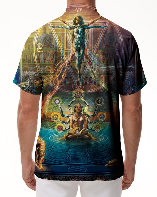 
Men's Button Down Shirt Buddhist Cross Print Easter Taoism Short Sleeve Hawaiian Shirt Religious Loose Vacation Shirt
                