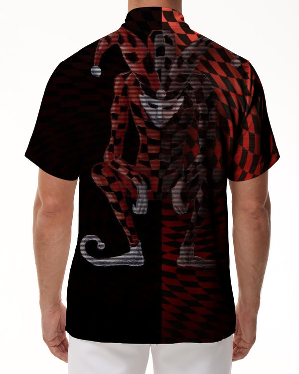 
Playing Card Joker Digital Print Hawaiian Style Summer Style Button Pocket Casual Short Sleeve Men's Shirt
                