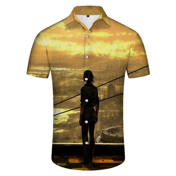 
Yellow Men's Tropical Summer Short Sleeve Button Shirt Casual Shirt Regular Fit
                