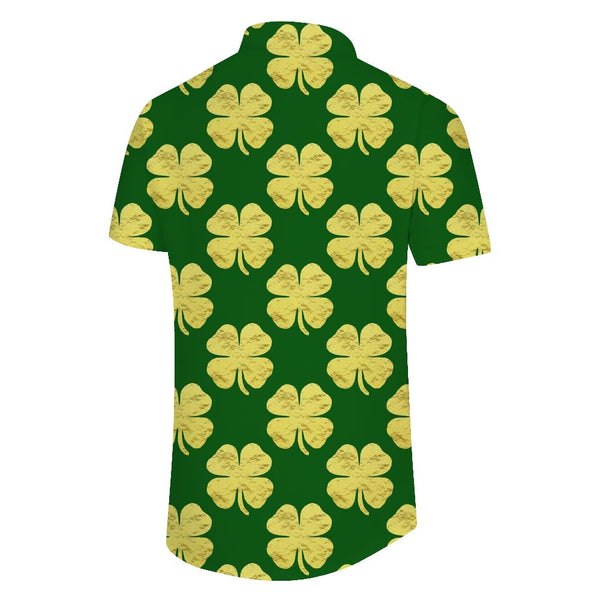 
Men's Regular Fit Hawaiian Shirt Green Shamrock Loose Fit Summer Beach Short Sleeve Shirt Casual Button Shirt
                