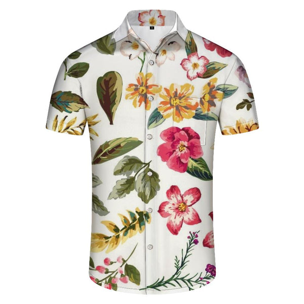 
Men's Vintage Tropical Plants Hawaiian Button Lapel Beach Shirt Vacation Casual Shirt
                