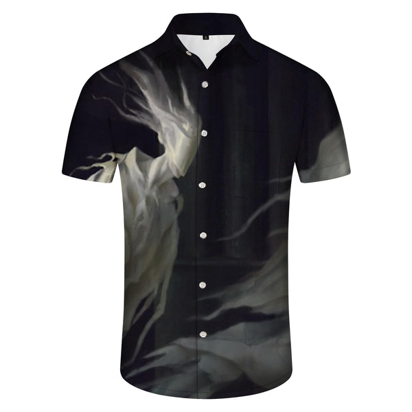 
Tropical Hawaiian Button Lapel Men's Street Shirt Printed Short Sleeve Shirt Abstract Style Black
                