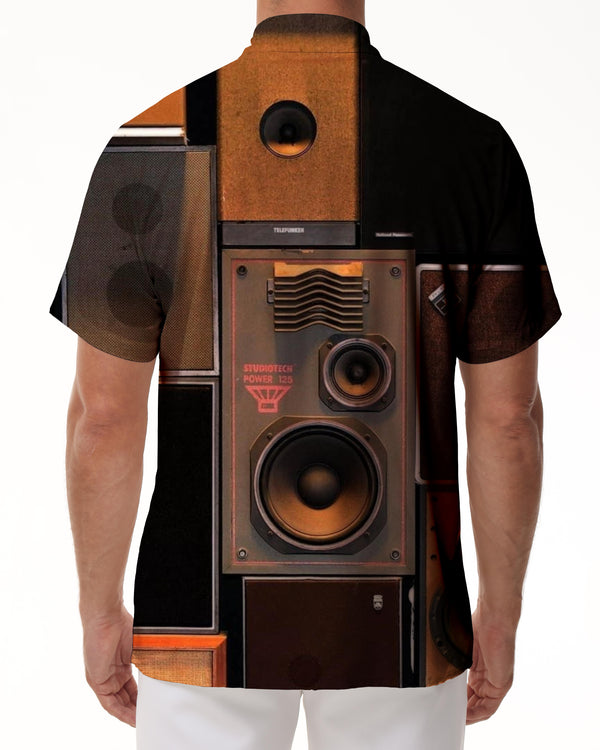 
Retro black and brown music speakers men's casual short-sleeved Hawaiian fun four seasons shirt 3d digital printing
                