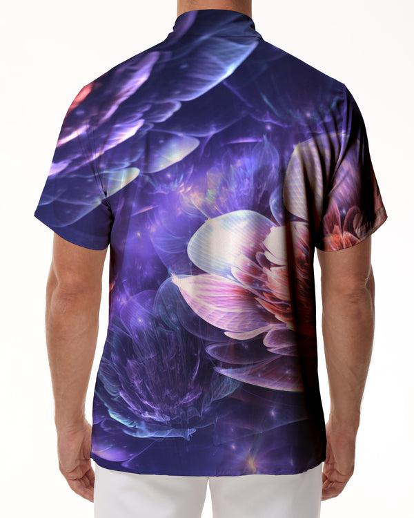 
Abstract Art Neon Flowers Men's Short Sleeve Shirt Casual Button Shirt Short Sleeve Summer Top with Pockets Purple
                