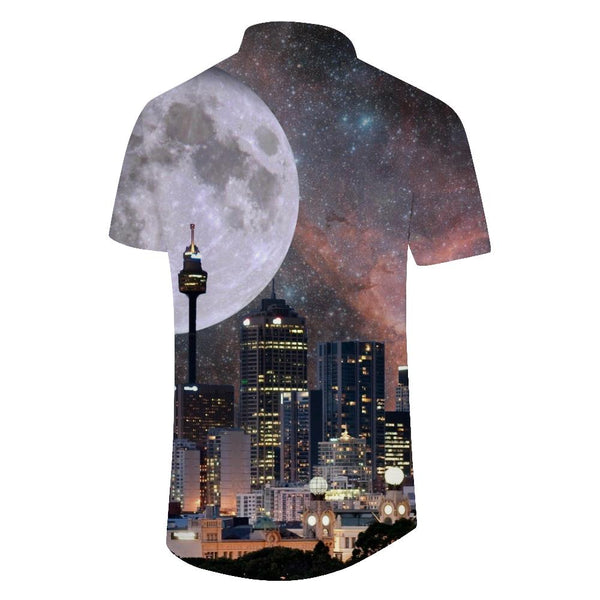 
3D Printed Single Button Shirt Cross Creative Planet Element Large Size Bustling Capital Fashion Shirt Men's Loose Vacation Beach Clothes
                