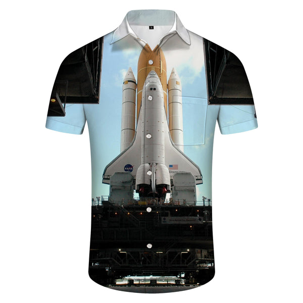 
Airplane American Launch Summer Casual Men's Shirt Button-Down Shirt Short Sleeve Tops Suitable for Beach Travel Office
                