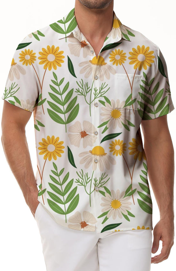 Casual fashion print elements casual loose regular style men's floral lapel tropical summer Hawaiian fashion fun short sleeves