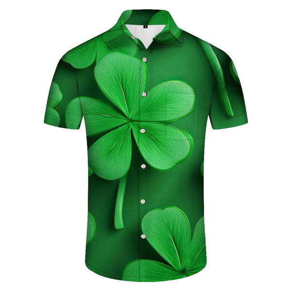 
Shamrock Print Casual Short Sleeve Hawaiian Shirt Button Down Green Fashion Short Sleeve Tropical Summer Tops Mens St. Patrick's Day Shirt
                