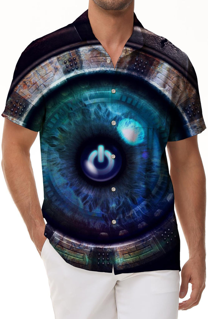 Retro fun eyes 3d printing men's funny short-sleeved street personality casual loose sports shirt short-sleeved round neck large size summer tops