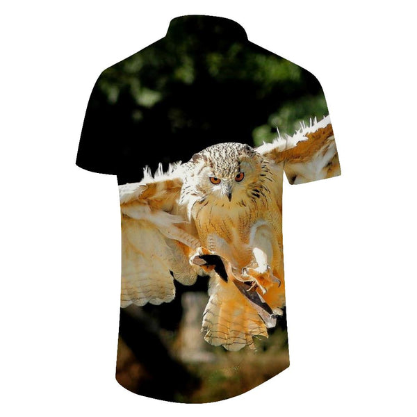 
Snow Owl Eye Men's Casual Button Short Sleeve Shirt Cuban Print Shirt Summer Fashion
                