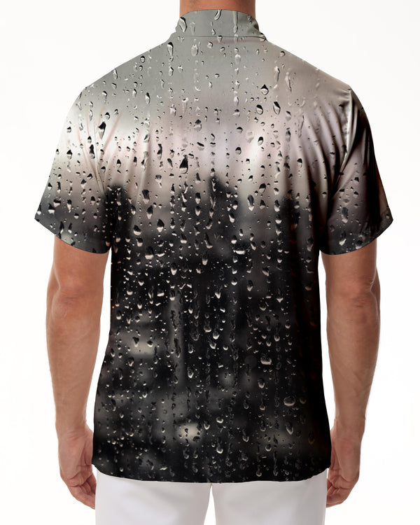 
Rainy Day Atmosphere Rain Casual Style Men's Retro Hawaiian Button Pocket Lapel Short Sleeve Button Fun Party
                