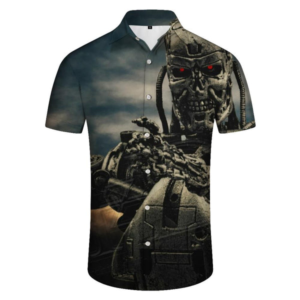 
Mech Skeleton Warrior Men's Hawaiian Shirt Tropical Short Sleeve Button Beach Clothing
                