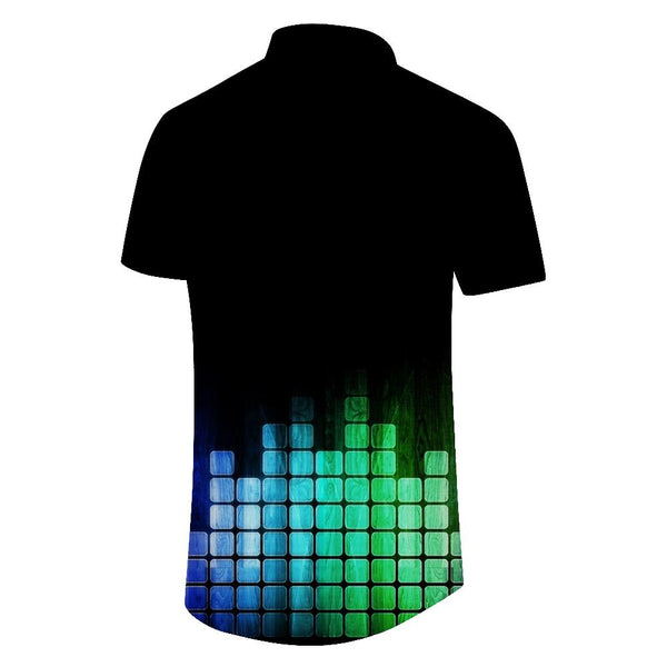 
Retro casual men's shirt summer casual loose Hawaiian flower shirt short sleeve one button musical note shirt
                