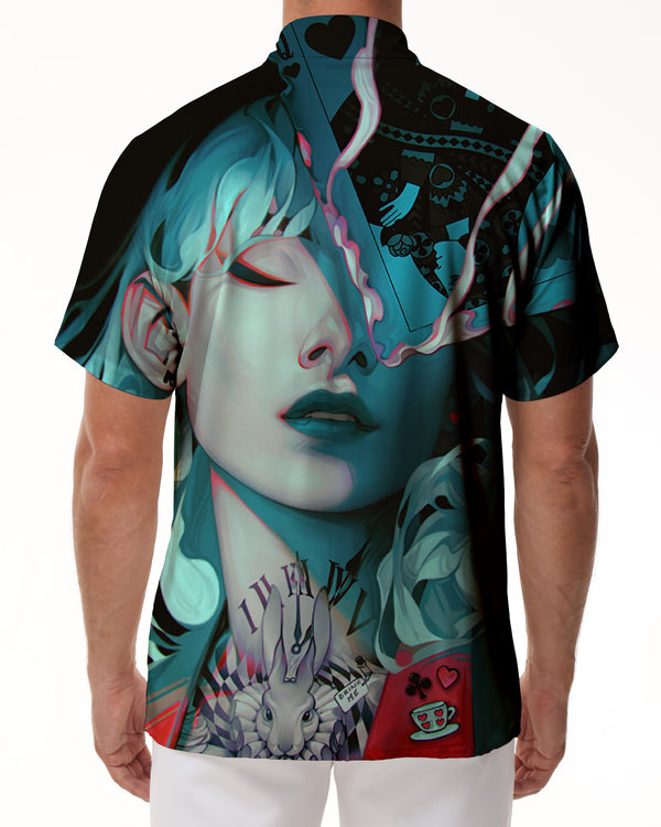 
Psychedelic Japanese Geisha Pattern Men's Short Sleeve Shirt Hawaiian Button-down Short Sleeve Loose Pocket Shirt Top
                