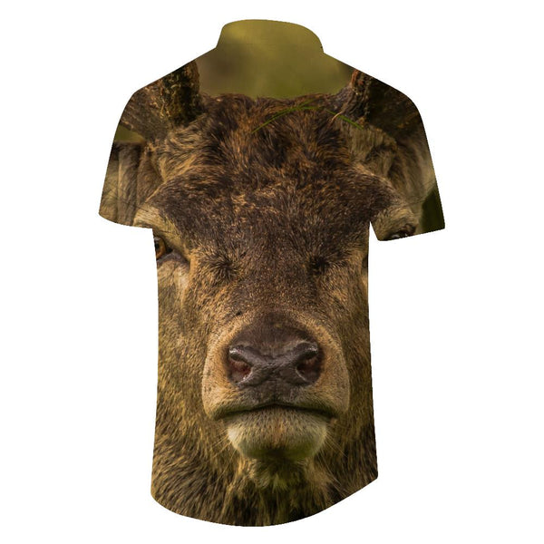 
Bear Elk Baseball Wild Animal Short Sleeve Shirt Hip Hop Fashion Breathable Button Men's Short Sleeve Shirt
                