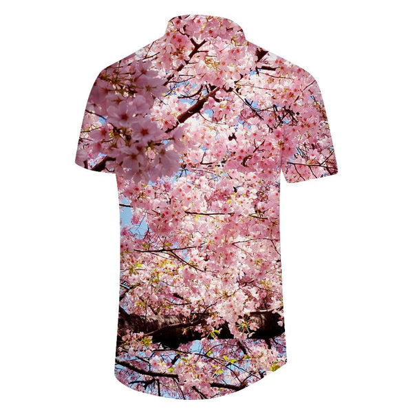 
3D Floral Print Pattern Cherry Blossom Hawaiian Button Lapel Men's Casual Short Sleeve Shirt Button Lapel Bag
                