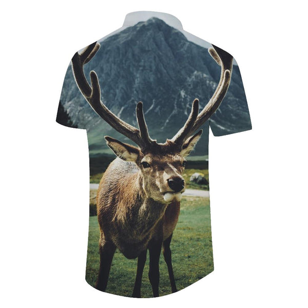 
Deer Men's Wildlife Vacation Beach Short Sleeve Loose Casual Shirt Summer Tops with Pockets
                
