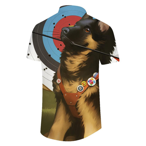 
German Shepherd Casual Men's Short Sleeve Shirt Cuban Button-Down Shirt Beach Tops
                