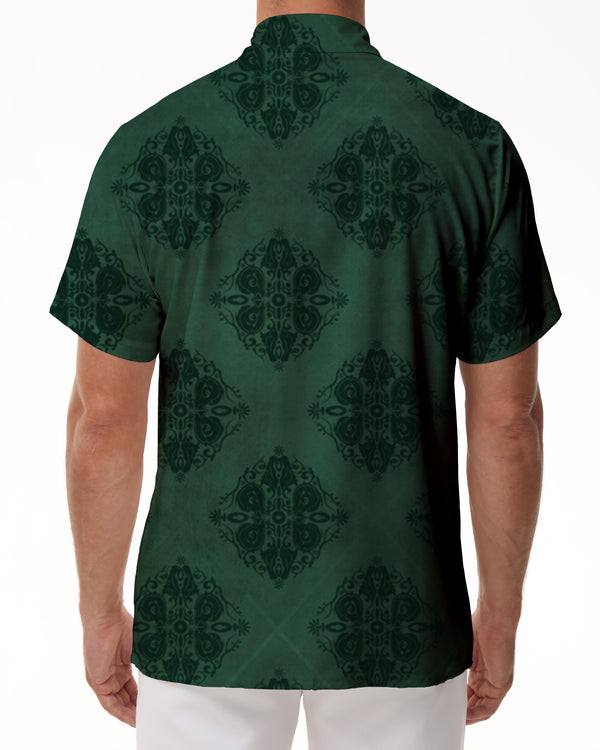 
Vintage Green Pattern Style Hawaiian Short Sleeve Shirt with Pockets Men's Casual Button Shirt Beach Wear
                