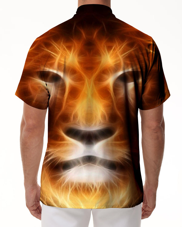 
Hawaiian Button Abstract Short Sleeve Jungle King Lion Men Shirt Lapel Fun Beach Shirt
                