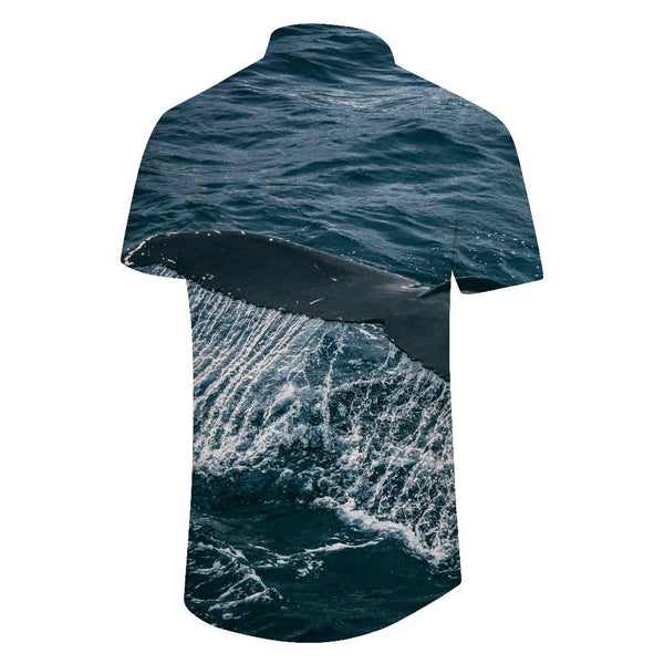 
Whale Tail Men's Casual Polyester Fashion Fun Shirt Summer Comfortable Breathable Beach Top Tropical Print Hawaiian Short Sleeve Shirt Seaside
                