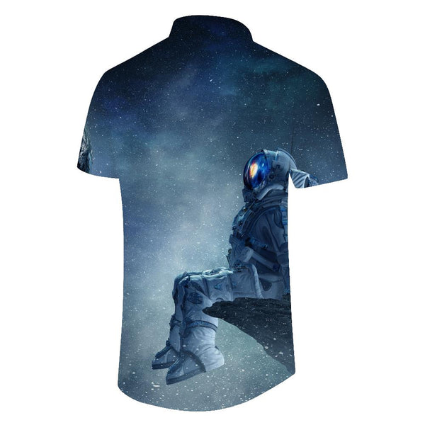 
Tropical Silver Sea Astronaut Galaxy Space Men's Casual Hawaiian Beach Shirt Short Sleeve Button Collar
                