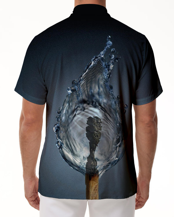 
Abstract water flame pattern men's casual loose short-sleeved shirt Hawaiian button lapel short-sleeved shirt fashion
                