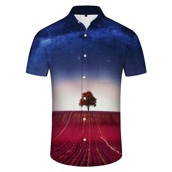 
Trees Starry Night Sky Men's Shirt Casual Comfortable Breathable Short Sleeve Button Shirt Pocket Beach Vacation
                